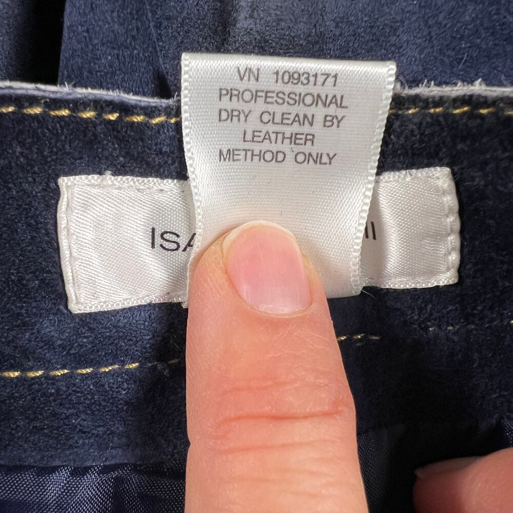 Isaac Mizrahi for Target Navy Blue Suede Leather Jeans Pants Size 4 - Picture 10 of 12